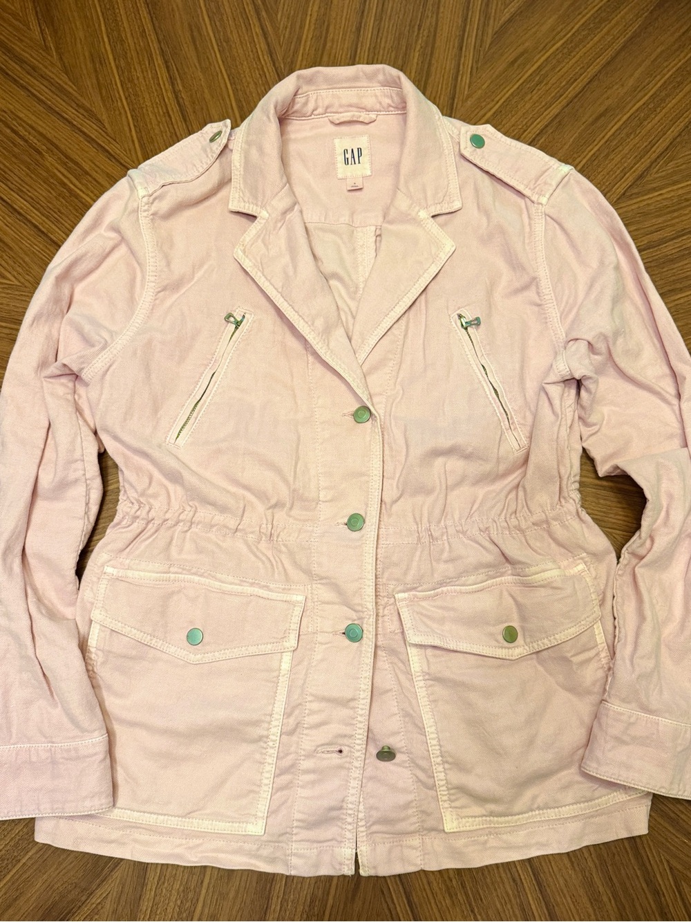 GAP Women's Pale Pink Utility Jacket with Snap Front